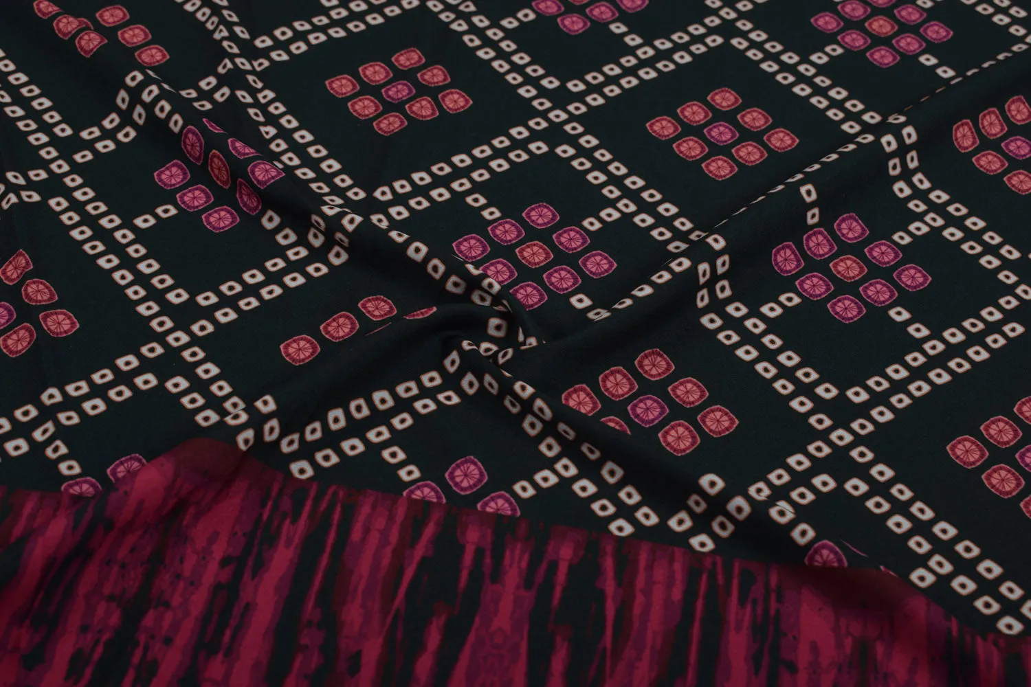 Black Printed Crepe Fabric