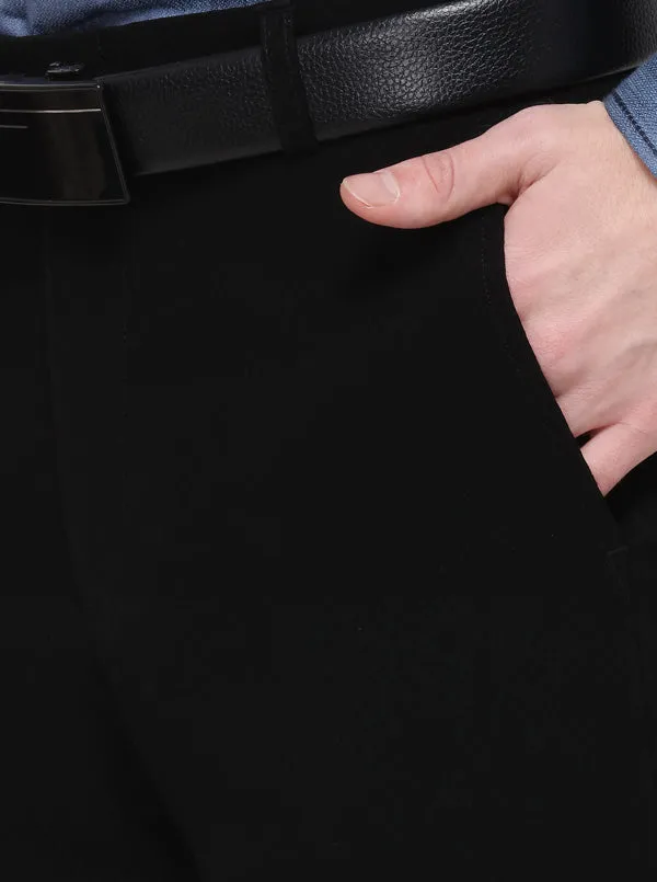 Black Solid Slim Fit Formal Trouser | JB Studio