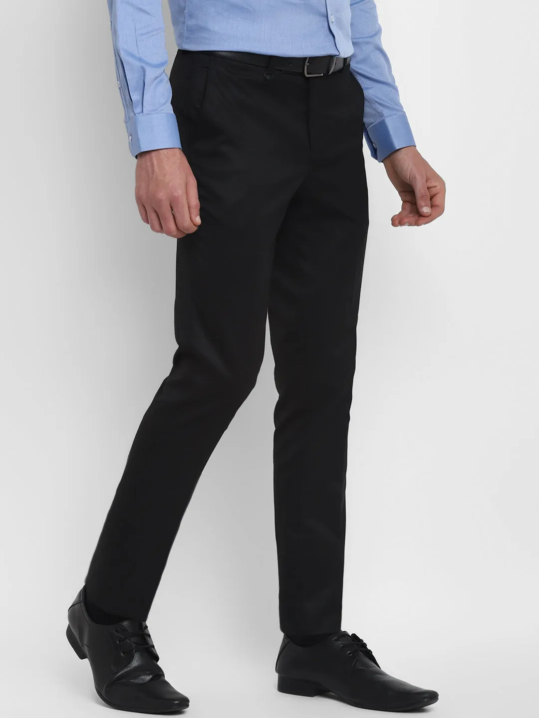 Black Solid Slim Fit Trouser