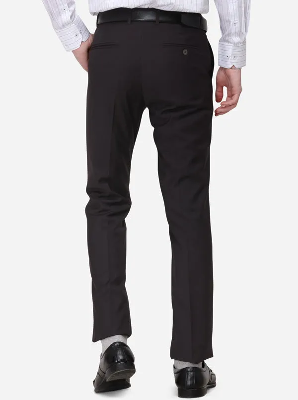 Brown Solid Slim Fit Formal Trouser | Greenfibre