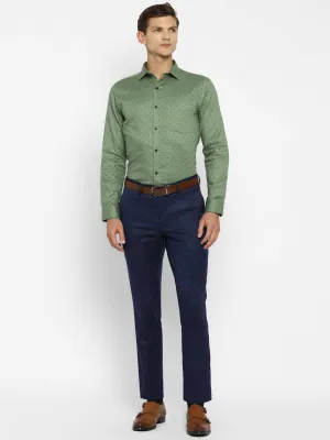 Cotton Green Printed Slim Fit Formal Shirt