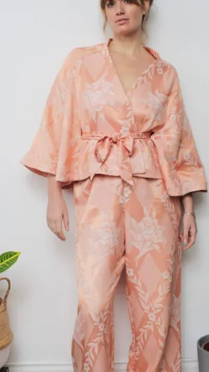 Damask Cape Set in Peach by Attique