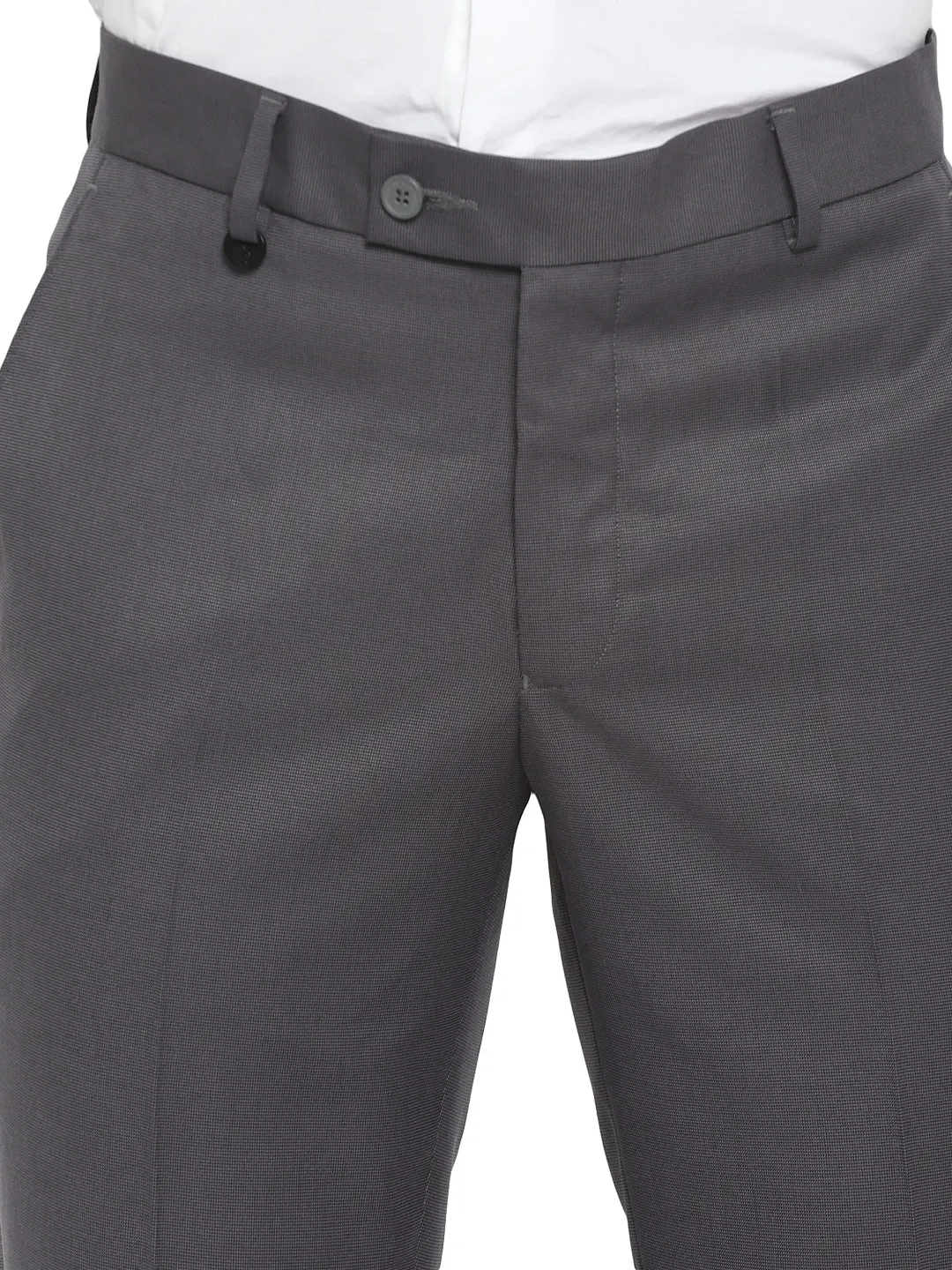 Dark Grey Slim Fit Self Design Trouser