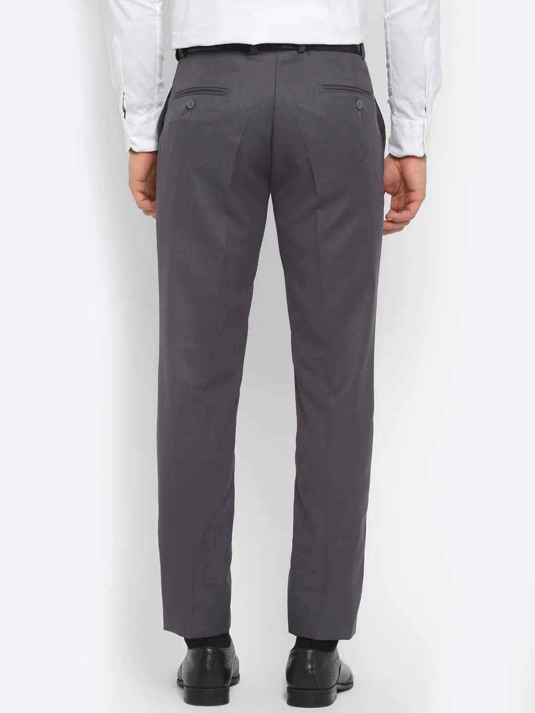 Dark Grey Slim Fit Self Design Trouser