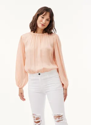 Elastic Shirred Top - Peach Clouds