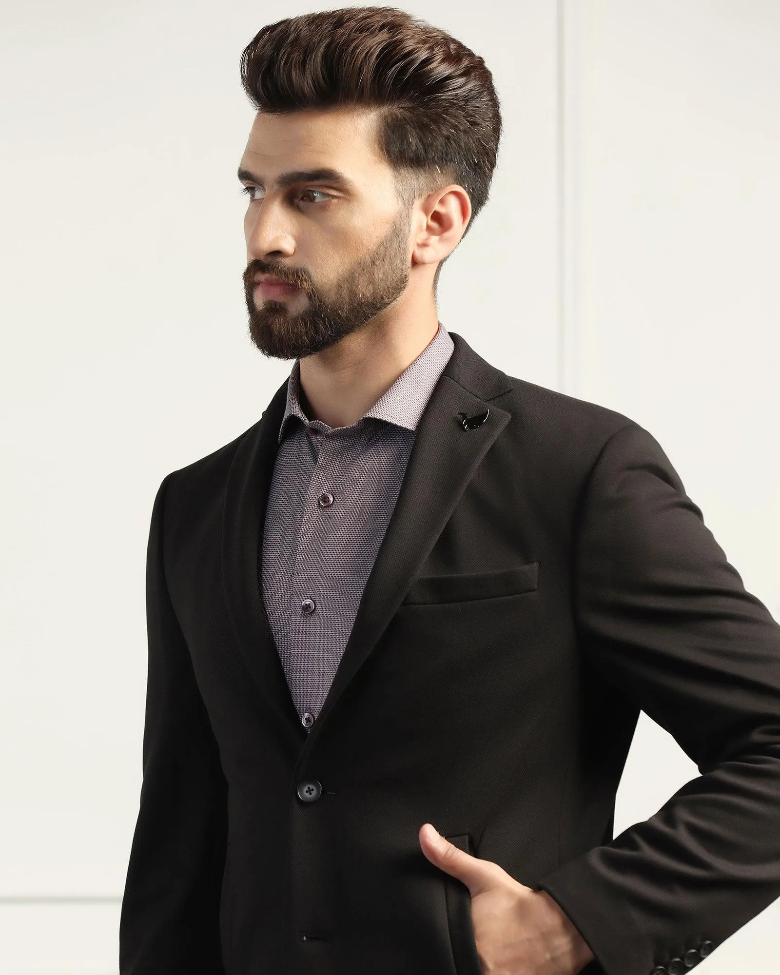 Formal Black Textured Blazer - Elevate