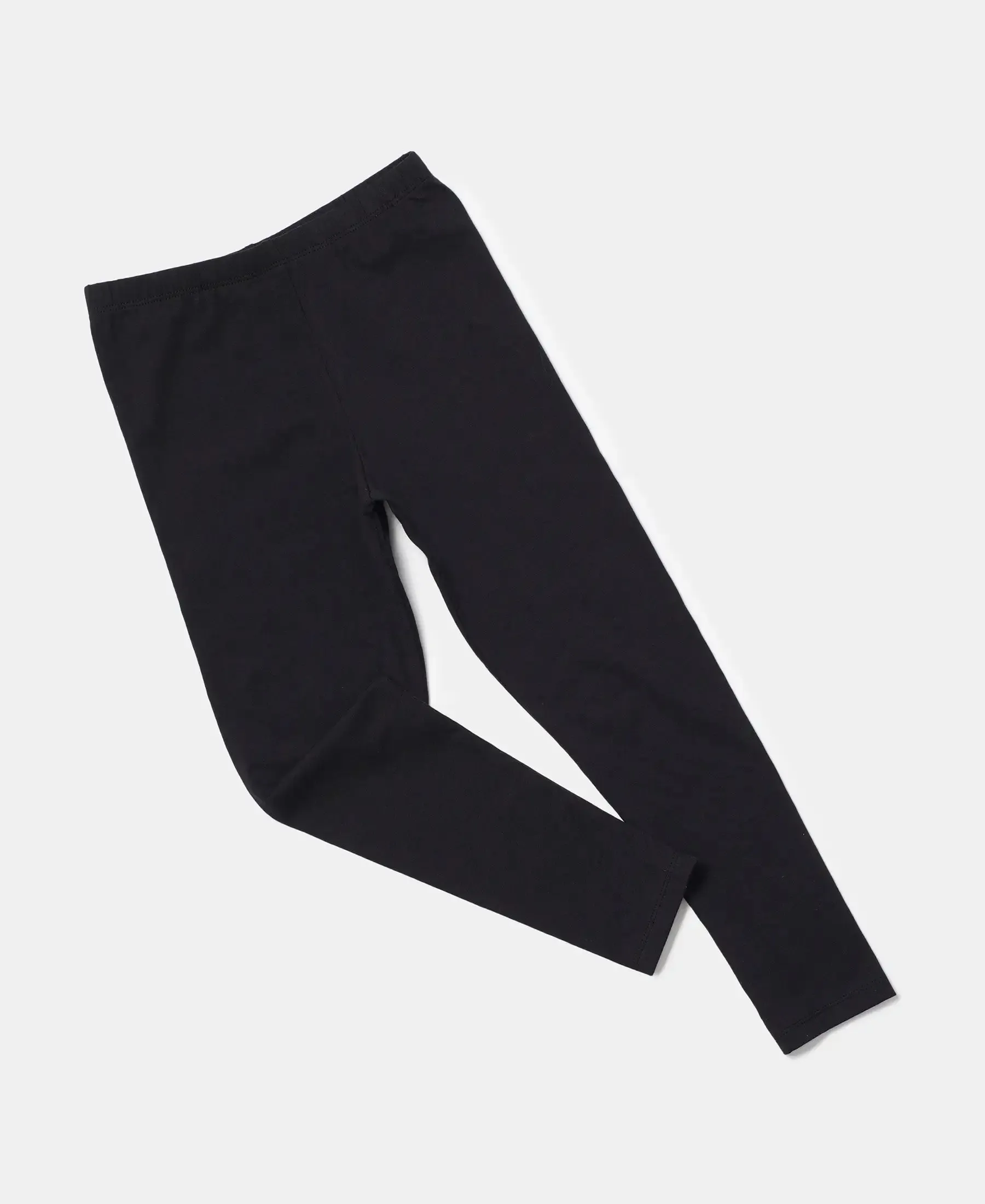 Girl's Super Combed Cotton Elastane Stretch Leggings - Black