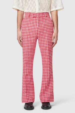 Gittings Red Boucle Flare Cotton Trouser