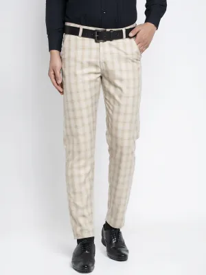 Jashvi Men's Cream Formal Trousers