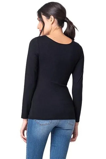 Laina Black Bamboo Long Sleeve Maternity & Nursing Tee Seraphine