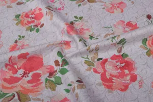 Light Grey Printed Cotton Satin Fabric