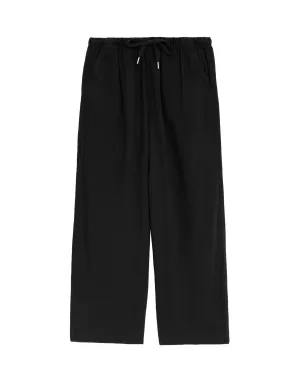 Linen Rich Wide Leg Cropped Trousers