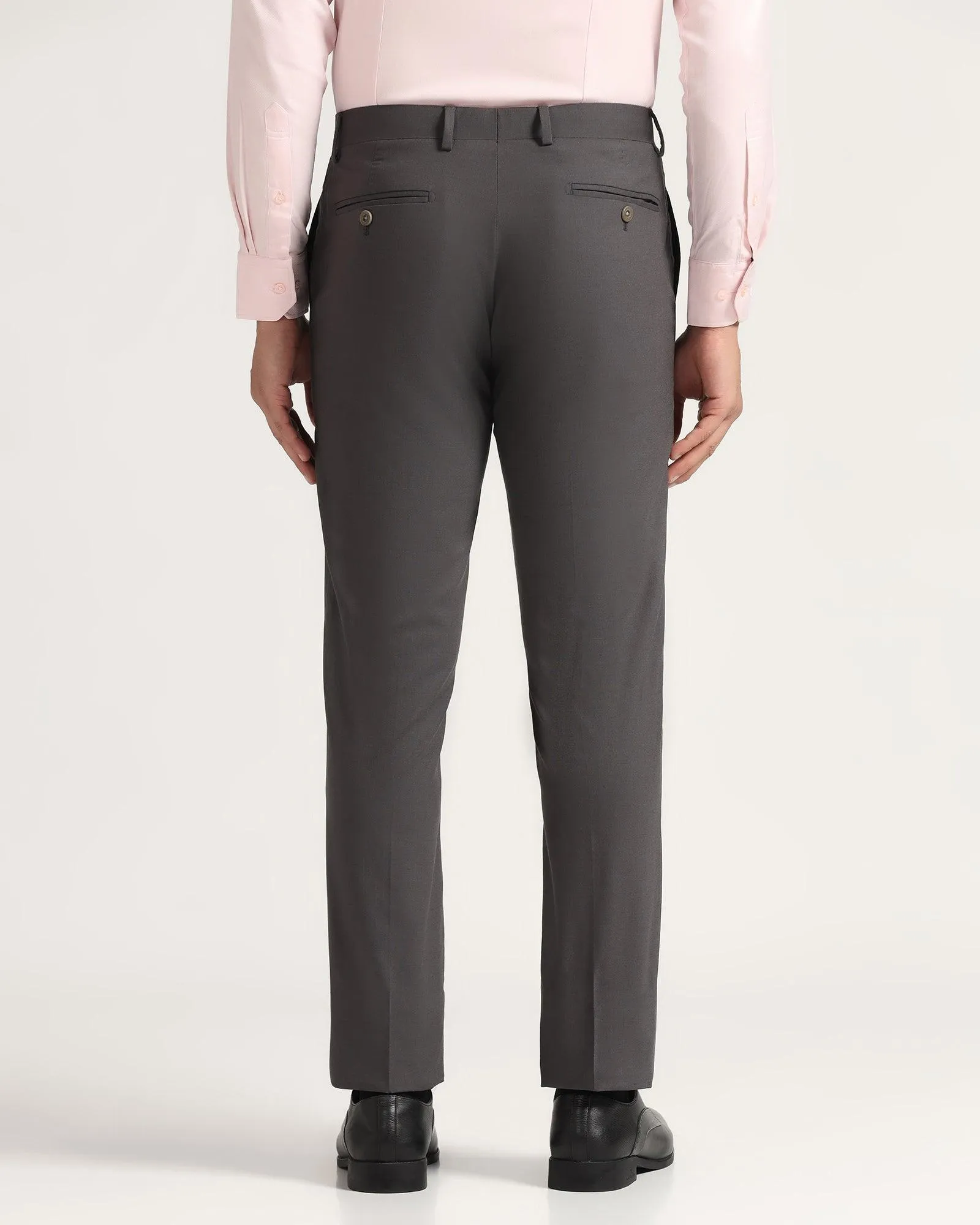 Luxe Slim Comfort B-95 Formal Grey Solid Trouser - Meter