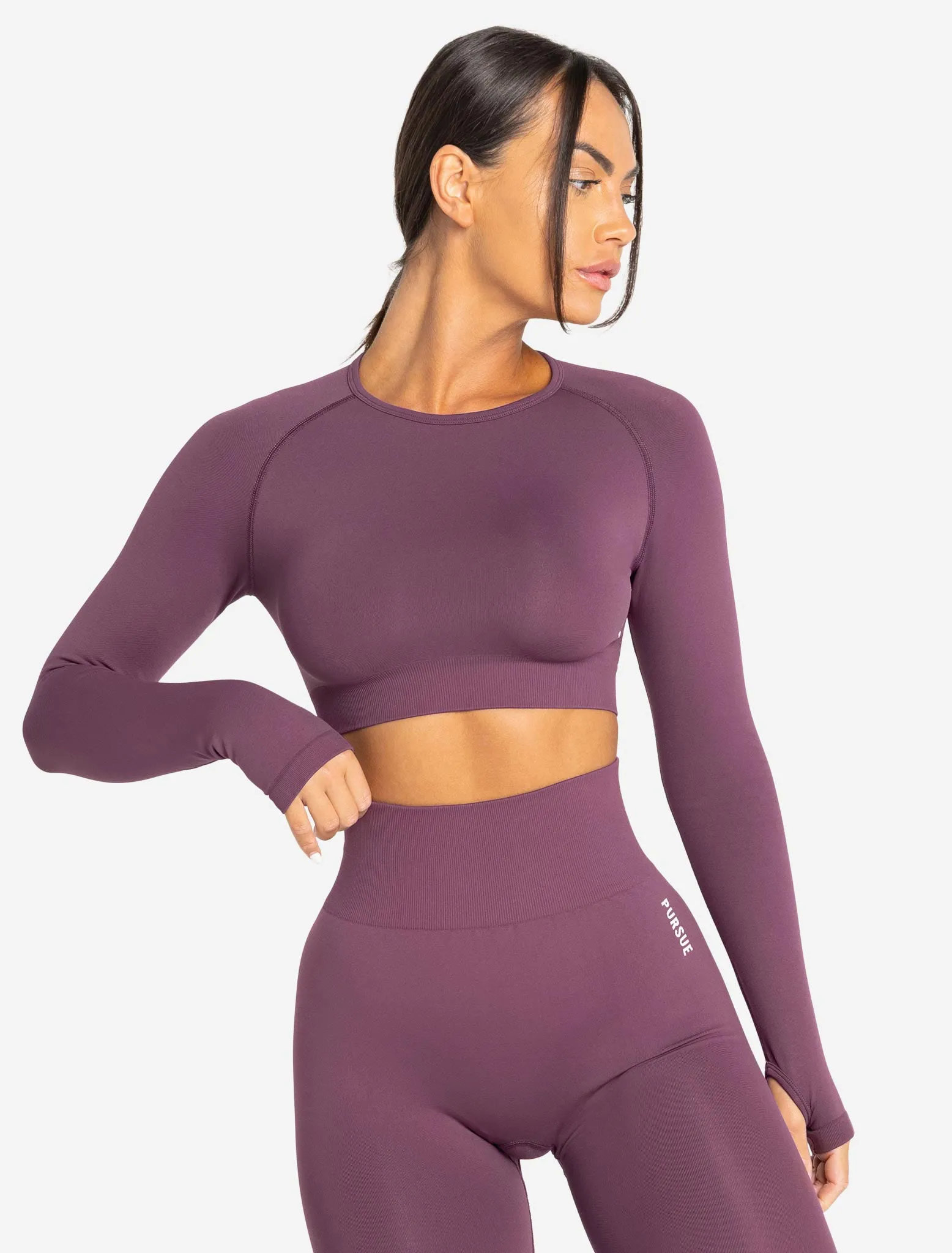 Move Seamless Long Sleeve Crop Top - Plum