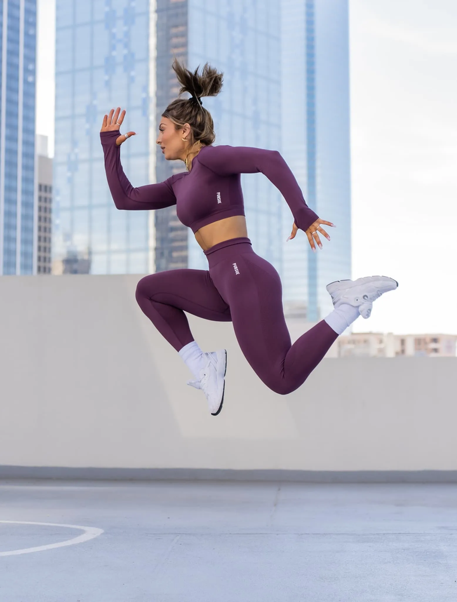 Move Seamless Long Sleeve Crop Top - Plum