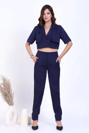 Navy blue Office Comfort fit pencil pants for Ladies