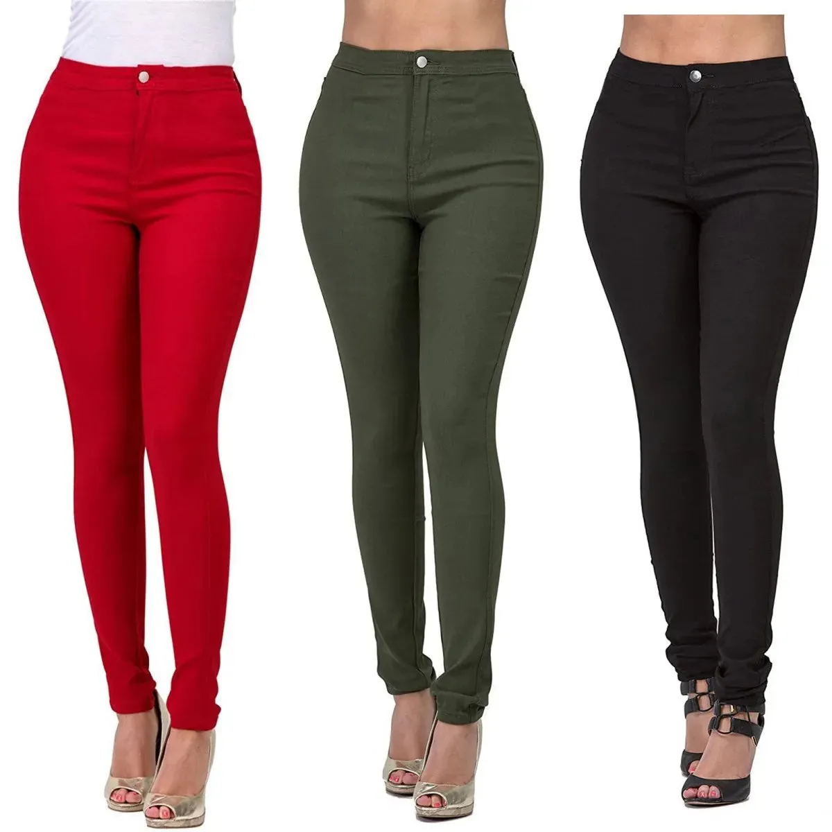 New 7 Colors High Waist Slim Fit Jeans For Women Fashion Stretch Skinny Denim Pants