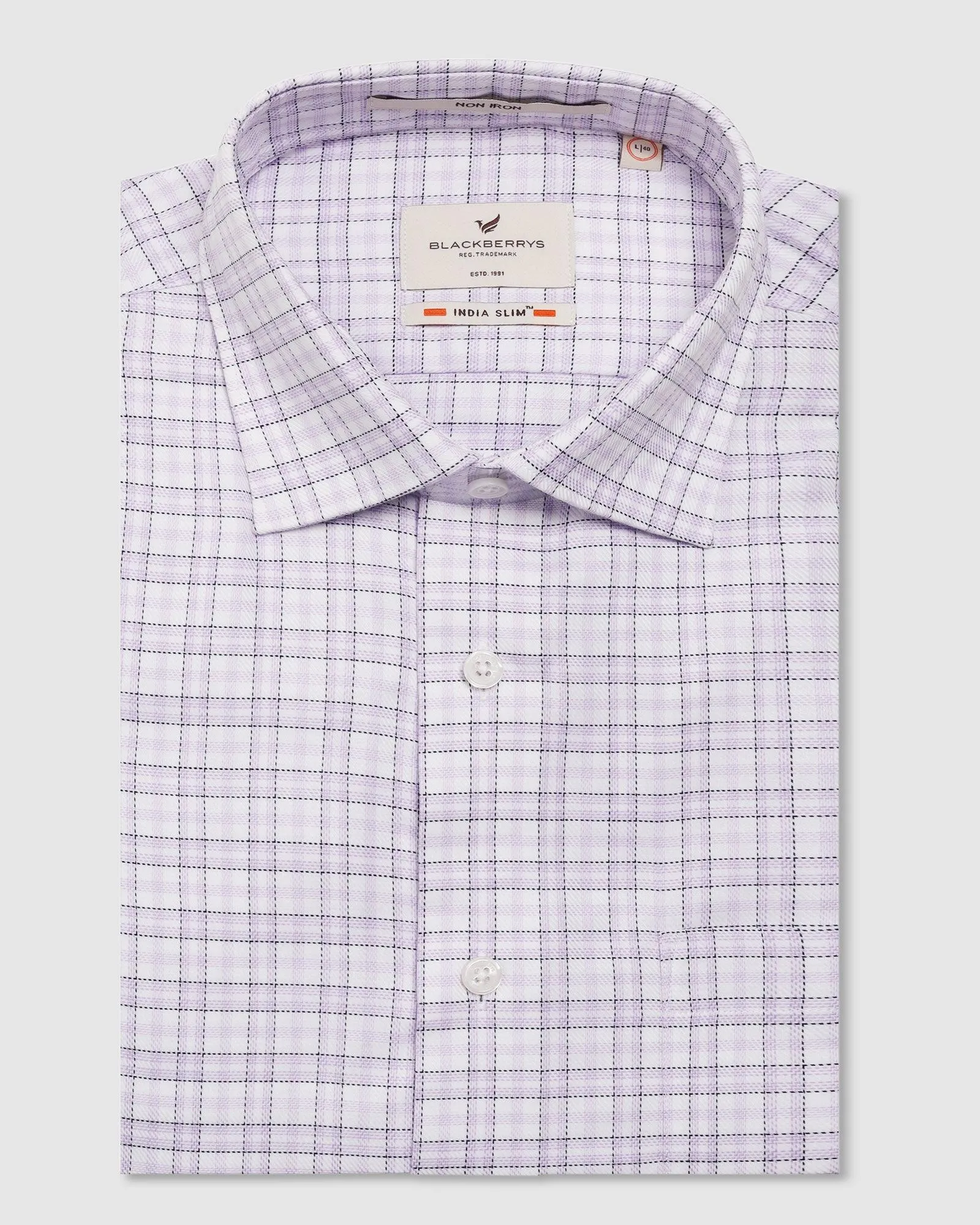 Non Iron Formal Purple Check Shirt - Blake