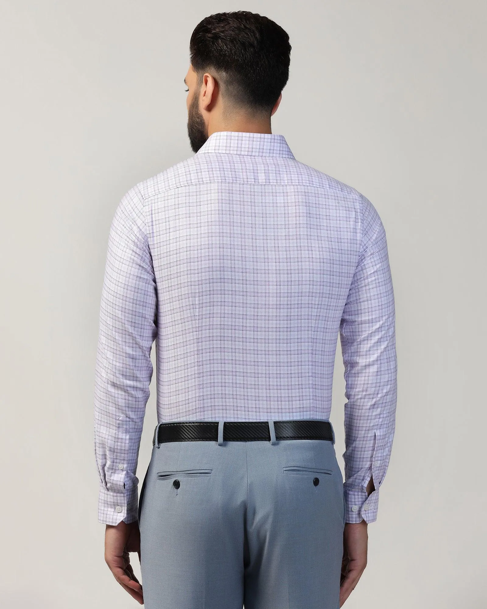 Non Iron Formal Purple Check Shirt - Blake