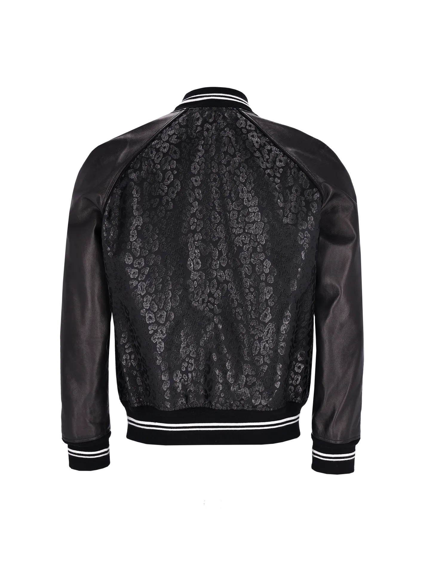 panelled leopard jacquard bomber jacket