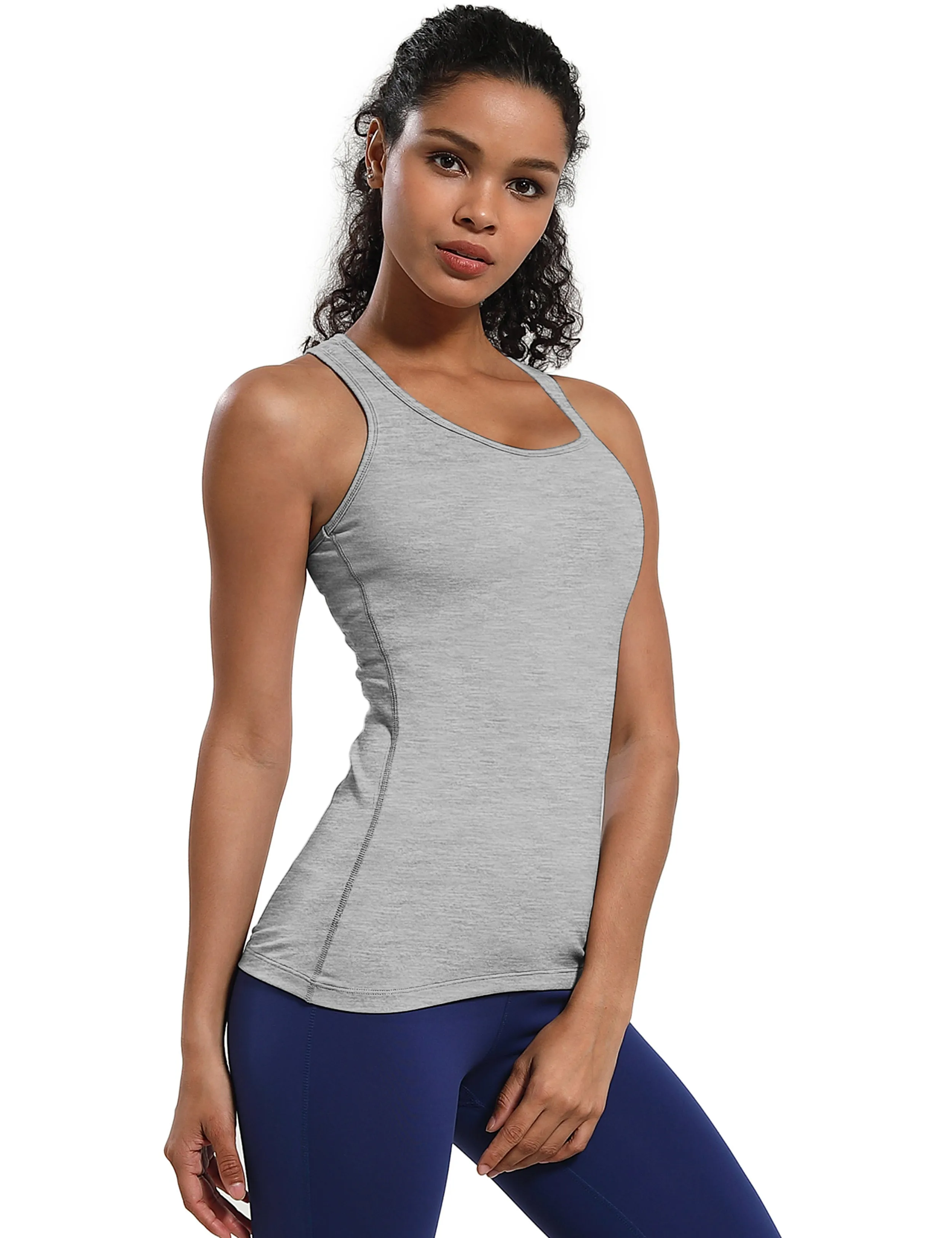 Racerback Athletic Tank Tops heathergray_Biking