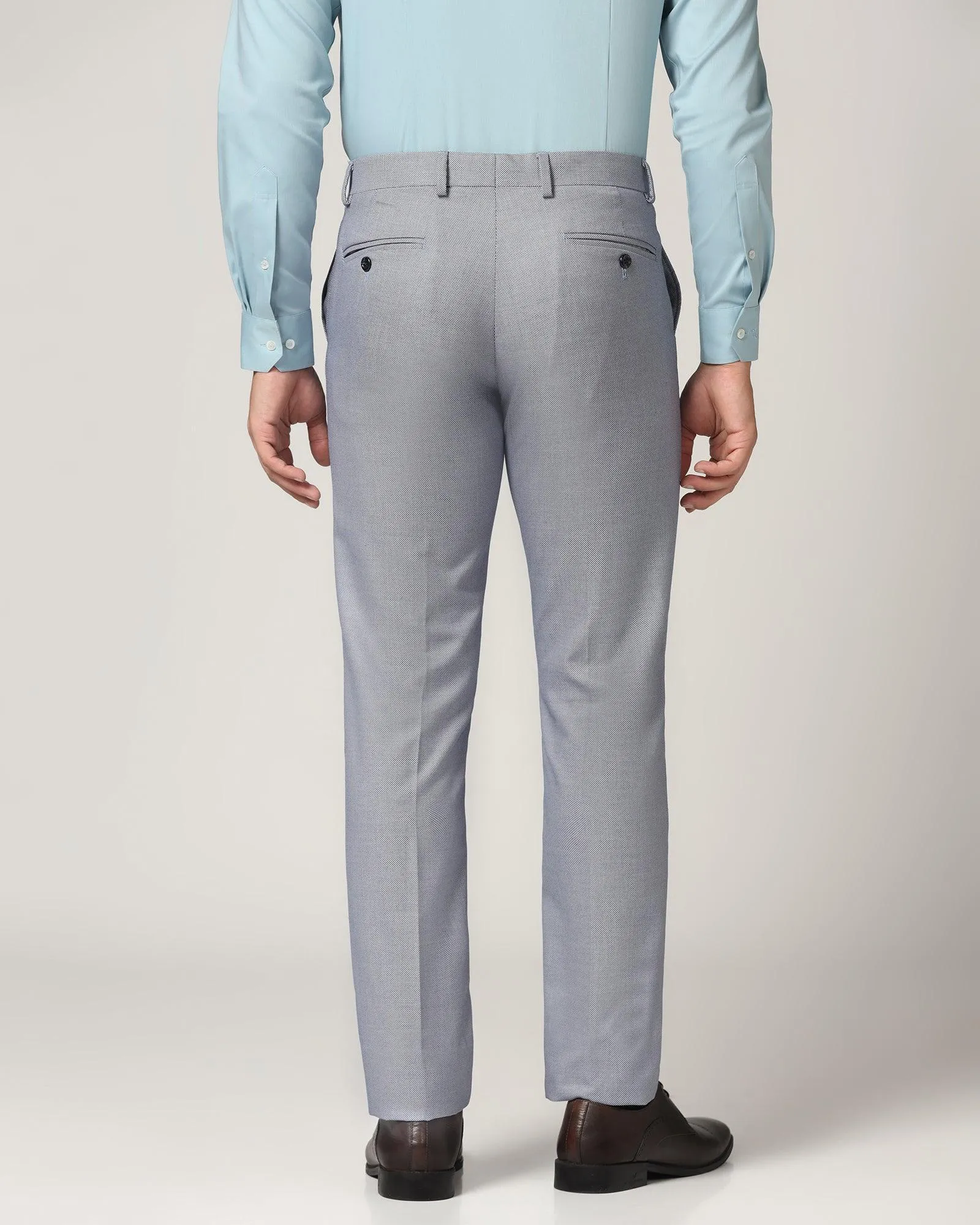 Slim fit B-91 Formal Blue Textured Trouser - Hoop