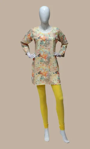 Soft Lemon Printed Kurti Top