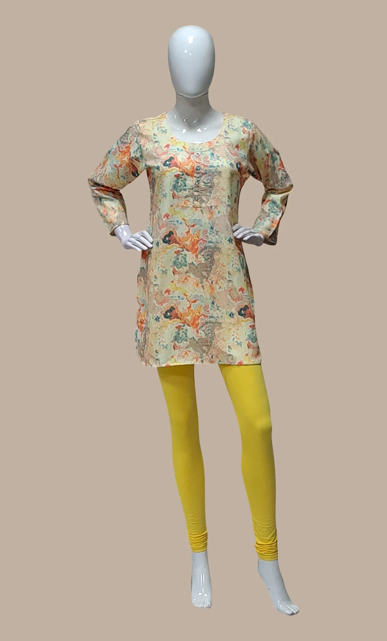 Soft Lemon Printed Kurti Top