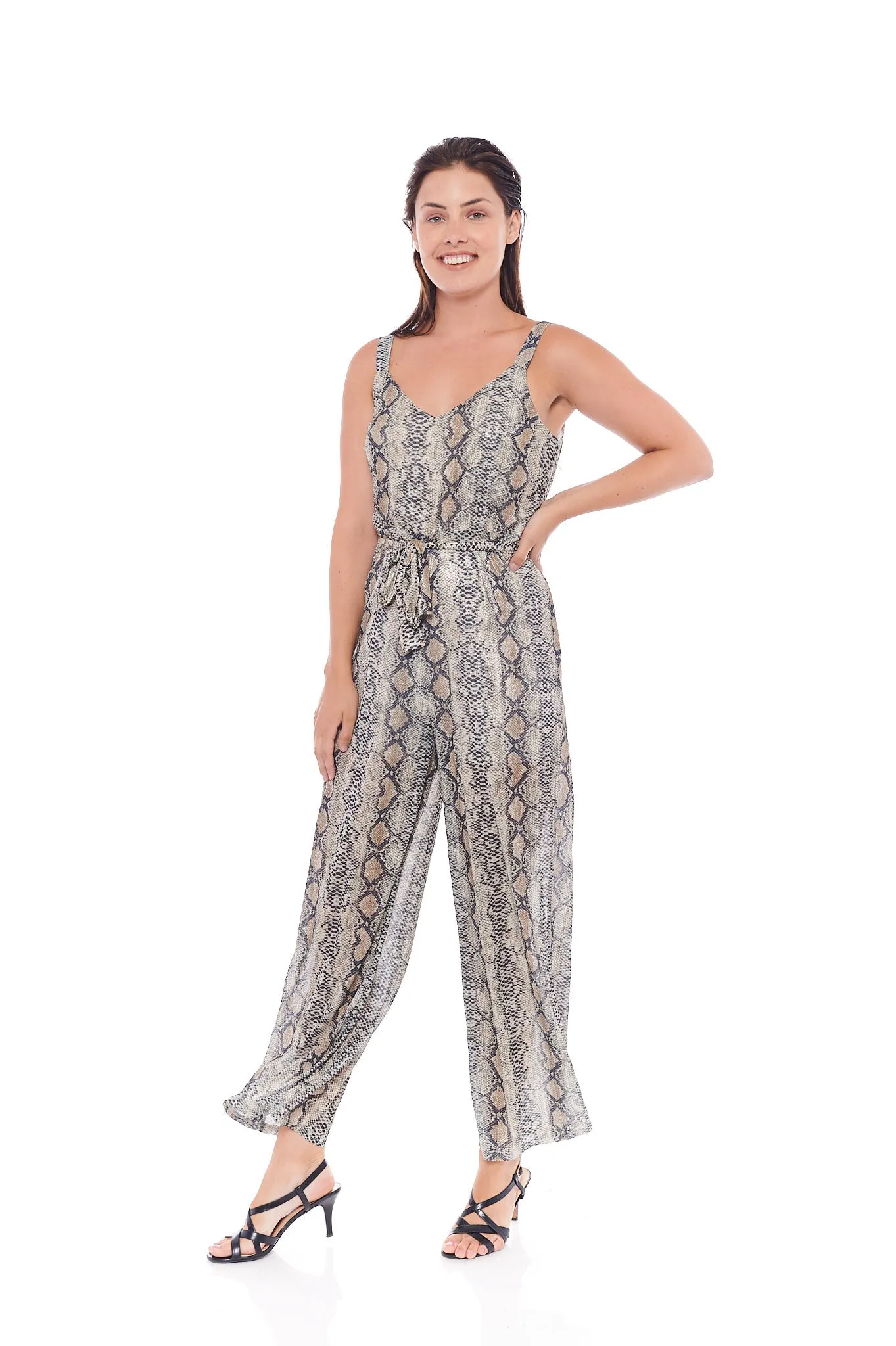 THE SNAKE BROWN JUMPSUIT IN BEIGE BROWN