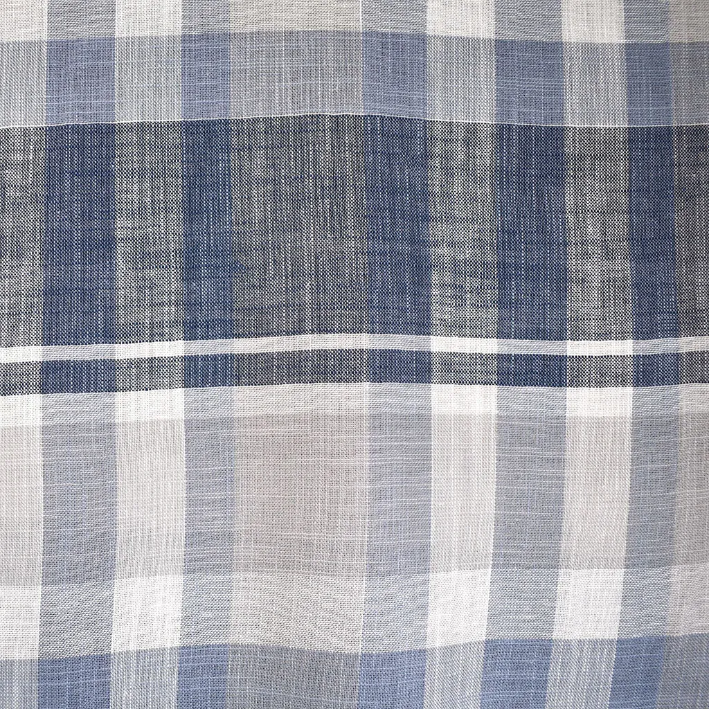 Tonal Plaid Soft Linen Gauze Blue/White